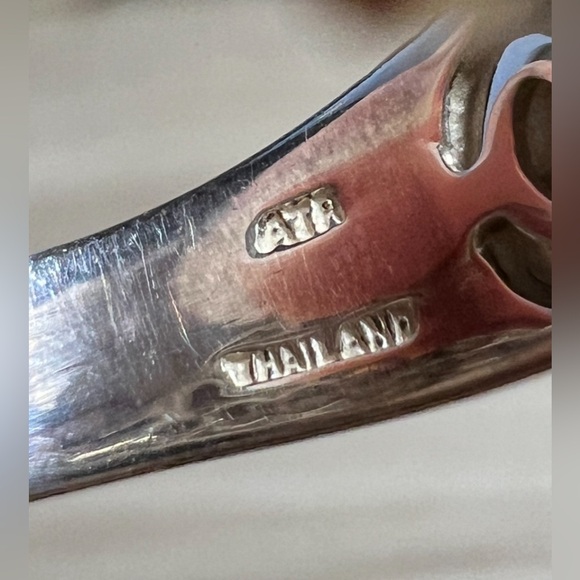 Vintage Designer Signed ATR Sterling Silver & 18K Gold Diamond Ring, Size 6 - Picture 9 of 12